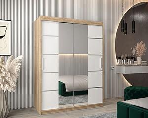 Dressing Marissa, 120x60x200cm, cu oglinda, Stejar Sonoma Alb, Pal 18 mm