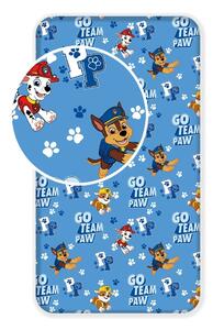 Cearceaf pentru copii albastru din bumbac cu elastic 90x200 cm Paw Patrol – Jerry Fabrics
