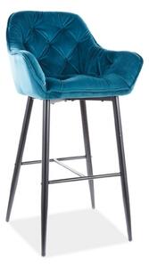 Scaun pentru bar CHERRY H-1, stofa catifelata, turcoaz, 56x40x105 cm