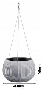 Ghiveci decorativ cu lant, rotund, gri, 2.3 L, 23.8x16.1 cm, Beton Bowl WS