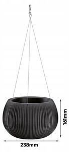 Ghiveci decorativ cu lant, rotund, negru, 2.3 L, 23.8x16.1 cm, Beton Bowl WS