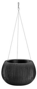 Ghiveci decorativ cu lant, rotund, negru, 2.3 L, 23.8x16.1 cm, Beton Bowl WS