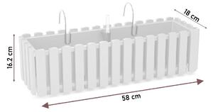 Jardiniera decorativa, suport metalic, sistem irigare, gri, 58x18x16.2 cm, Boardee Fencycase W 