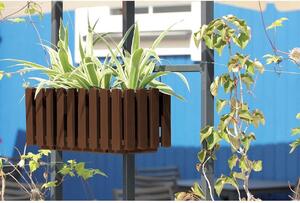 Jardiniera decorativa, suport metalic, sistem irigare, maro, 38x18x16.2 cm, Boardee Fencycase W 