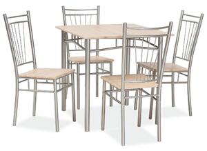 Set scaune masa bucatarie Fit, stejar sonoma/aluminiu
