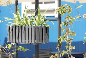 Jardiniera decorativa, suport metalic, sistem irigare, gri, 38x18x16.2 cm, Boardee Fencycase W 