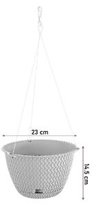 Ghiveci decorativ cu lant, rotund,, , , , , , , alb, 23x14.5 cm, Splofy WS