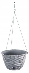 Ghiveci decorativ cu lant, rotund, gri, 23x14.5 cm, Splofy WS