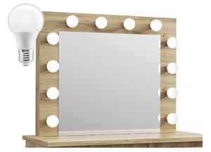 Masă de toaletă cu oglindă LED Cleopatra stejar craft