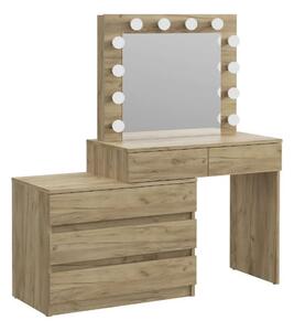Masă de toaletă cu oglindă LED Nicole stejar craft