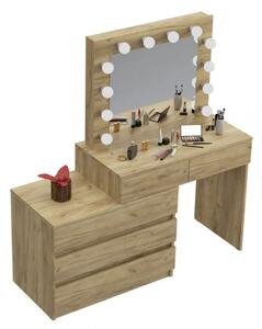Masă de toaletă cu oglindă LED Nicole stejar craft