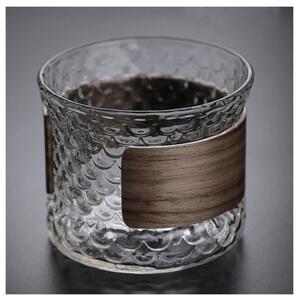Pahar din sticla borosilicata cu protectie lemn, 180 ml