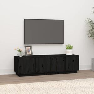 Comodă TV, negru, 140x40x40 cm, lemn masiv de pin