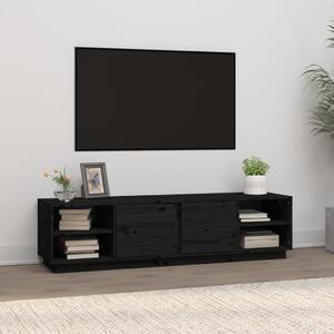 Comodă TV, negru, 156x40x40 cm, lemn masiv de pin