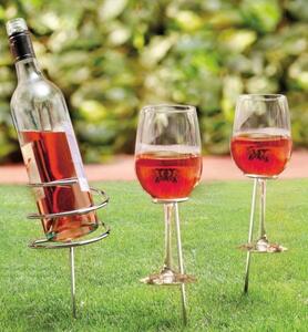 Suport sticla de vin si pahare pentru picnic,Vivo, EFG1130