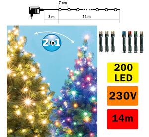 Instalație LED de Crăciun de exterior 200xLED/5 funcții 17m IP44 alb cald/multicolor