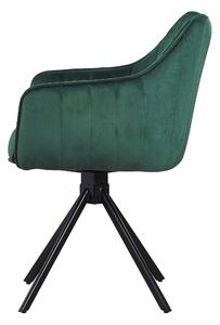 Scaun rotativ tapitat cu stofa si picioare metalice, Alex Velvet Verde / Negru, l45xA59xH86 cm