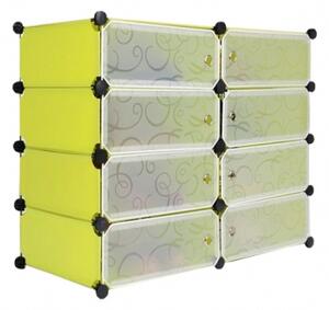 Dulap modular cu 8 compartimente de depozitare, din plastic, 45x35x17 cm, Green, FH-AW12810-8