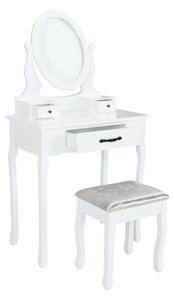 Masa de toaleta cu taburet, alba/argintie, Linet