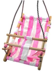 Leagan pentru copii, textil/lemn, roz, max 70 kg, 36x24x45 cm
