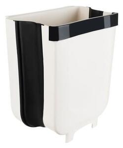 Cos de gunoi suspendat, pliabil, pentru usa dulap, alb si negru, 8 L, 24.5x6.5/15x29 cm
