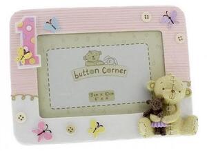 Button Corner - Rama foto pink My First Birthday