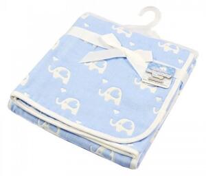 Paturica din bumbac pentru bebelusi cu 2 fete Soft Touch - alb si bleu