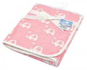 Paturica din bumbac pentru bebelusi cu 2 fete Soft Touch - alb si roz