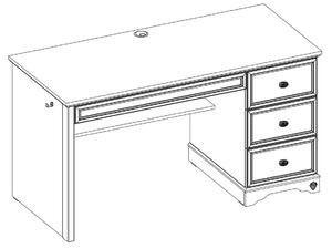 Masa de birou din pal, cu 4 sertare, Rustic Alb, L138,2xl62,6xH75 cm