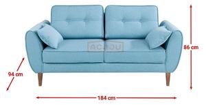 Canapea fixa 2 locuri Candy, albastru-Primo 73, 184X94X86 cm