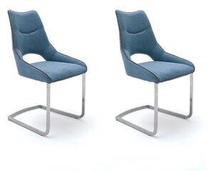 Set 2 scaune tapitate cu stofa, cu picioare metalice Aldrina Petrol / Crom, l53xA62xH96 cm