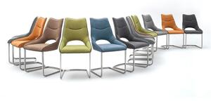 Set 2 scaune tapitate cu stofa, cu picioare metalice Aldrina Fistic / Crom, l53xA62xH96 cm