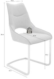Set 2 scaune tapitate cu stofa, cu picioare metalice Aldrina Fistic / Crom, l53xA62xH96 cm