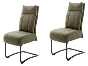 Set 2 scaune tapitate cu stofa, cu picioare metalice Azul Verde Olive / Negru, l45xA65xH101 cm