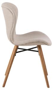 Set 2 scaune tapitate cu stofa si picioare din lemn Batilda A-1 Bej / Stejar, l47xA53xH82,5 cm