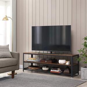 Masuta TV cu 2 rafturi, Design industrial, Maro