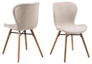 Set 2 scaune tapitate cu stofa si picioare din lemn Batilda A-1 Bej / Stejar, l47xA53xH82,5 cm