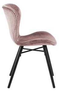 Set 2 scaune tapitate cu stofa si picioare din lemn Batilda A-1 Velvet Roz Inchis / Negru, l47xA53xH82,5 cm