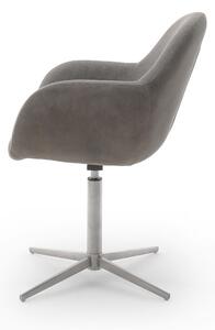 Set 2 scaune rotative tapitate cu stofa si piele ecologica, cu picioare metalice, Melrose Capuccino / Crom, l64xA64xH88 cm