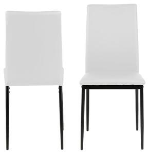 Set 4 scaune tapitate cu piele ecologica si picioare metalice Demina Alb / Negru, l43,5xA53xH92 cm