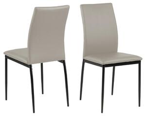Set 4 scaune tapitate cu piele ecologica si picioare metalice Demina Gri / Negru, l43,5xA53xH92 cm