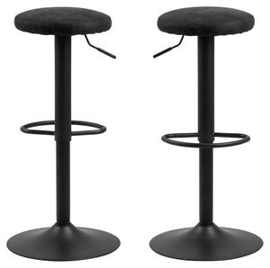 Set 2 scaune de bar tapitate cu stofa si picior metalic Finch Antracit / Negru, Ø40xH80 cm