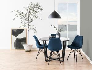 Set 2 scaune tapitate cu stofa si picioare metalice Eris Velvet Albastru inchis / Negru, l48,5xA54xH85,5 cm