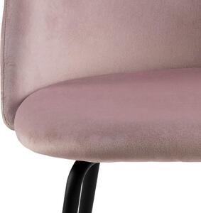 Set 2 scaune tapitate cu stofa si picioare metalice Louise Velvet Roz Deschis / Negru, l49,5xA54xH80,5 cm