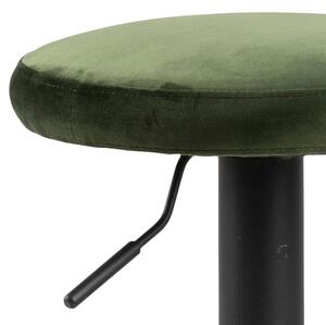 Set 2 scaune de bar tapitate cu stofa si picior metalic Finch Velvet Verde / Negru, Ø40xH82 cm