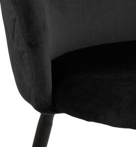 Set 2 scaune tapitate cu stofa si picioare metalice Louise Velvet Negru, l49,5xA54xH80,5 cm