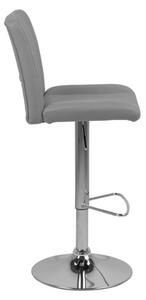 Set 2 scaune de bar tapitate cu piele ecologica si picior metalic Sylvia Gri / Crom, l41,5xA52xH115 cm
