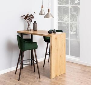 Set 2 scaune de bar tapitate cu stofa si picioare din lemn Nora Velvet Verde / Maro Inchis, l55xA54xH101 cm
