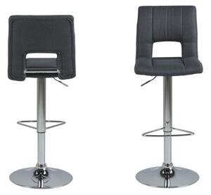 Set 2 scaune de bar tapitate cu stofa si picior metalic Sylvia Gri Inchis / Crom, l41,5xA52xH115 cm