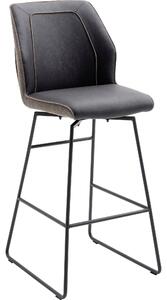 Set 2 scaune de bar rotative tapitate cu stofa si piele ecologica, cu picioare metalice, Aberdeen 2 Maro / Antracit, l46xA58xH116 cm